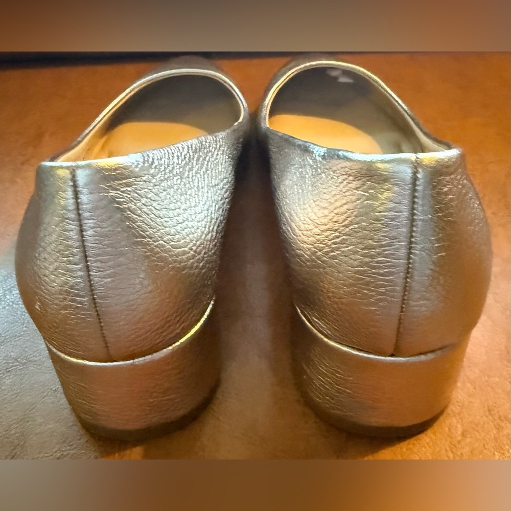 Dune London Bracket Gold Leather Block Heel Pumps 39 US 8.5 Wide - Picture 6 of 12
